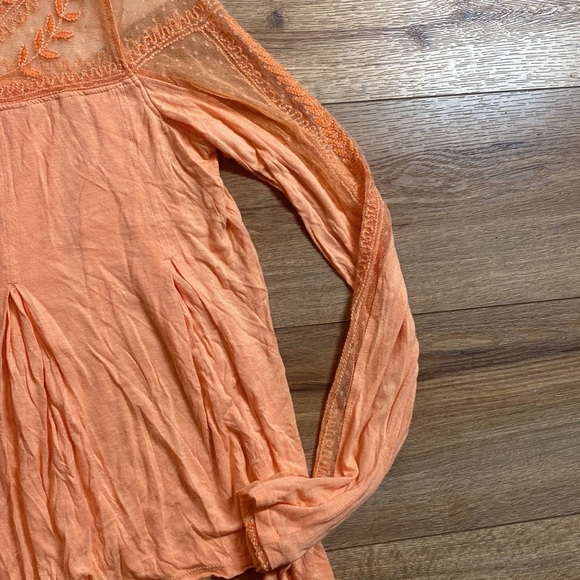 Free People Copper and Mixed Media Long Sleeve Tee. - Picture 6 of 13